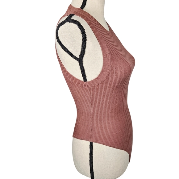 Bozzolo Women's Ribbed Sleevless Bodysuit,Burnt Orange, Small - Picture 3 of 12